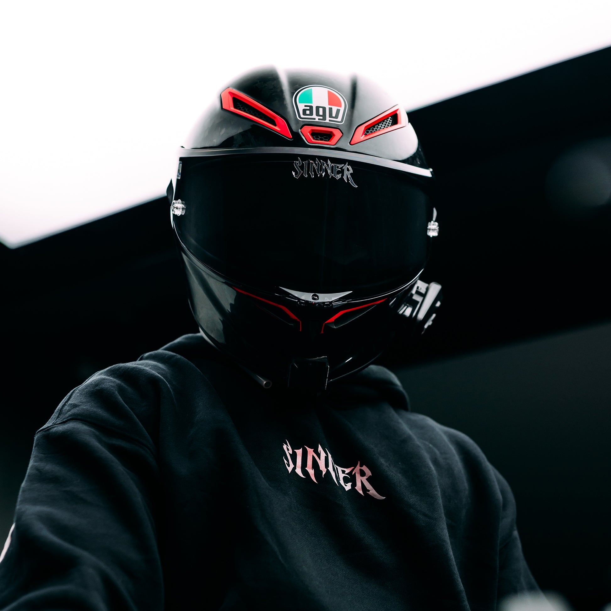 gothic motorcycle helmet ICON Ultraflite - Misanthrope - MIPS - Black wicking hydradry and Ax Sude for a custom fit Emergency Release cheek pads installed Multiple oversized intake and exhaust ports Quick Exclusive medieval sallet helm helmet
